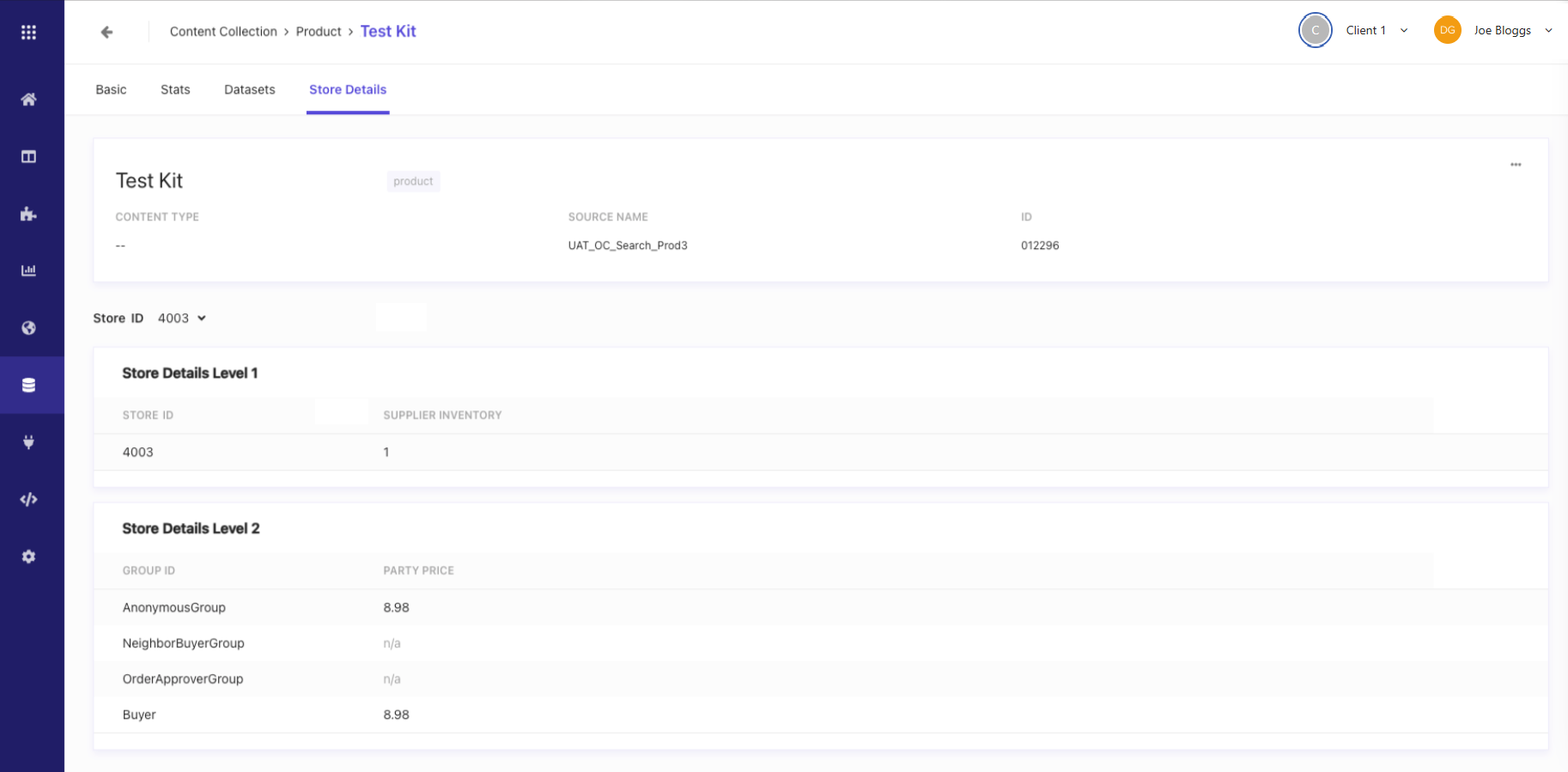 Screenshot of the BOPIS Store Details page