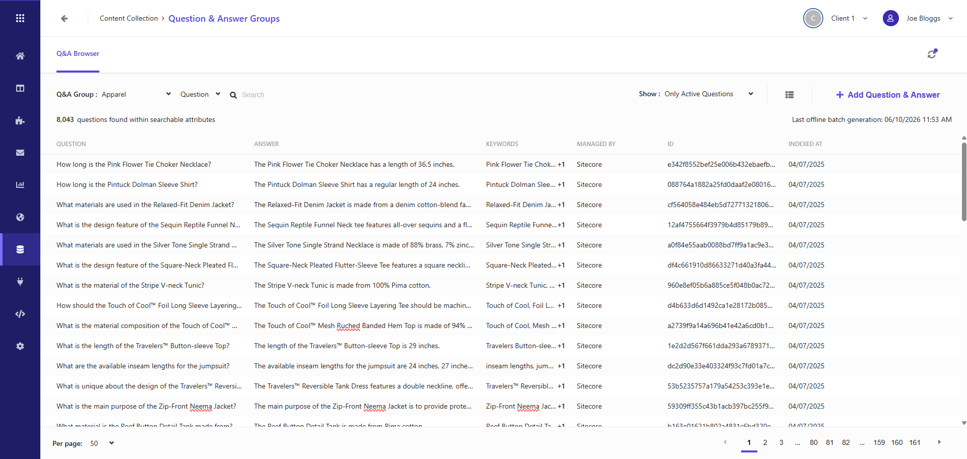 A screenshot of the Q&A browser.