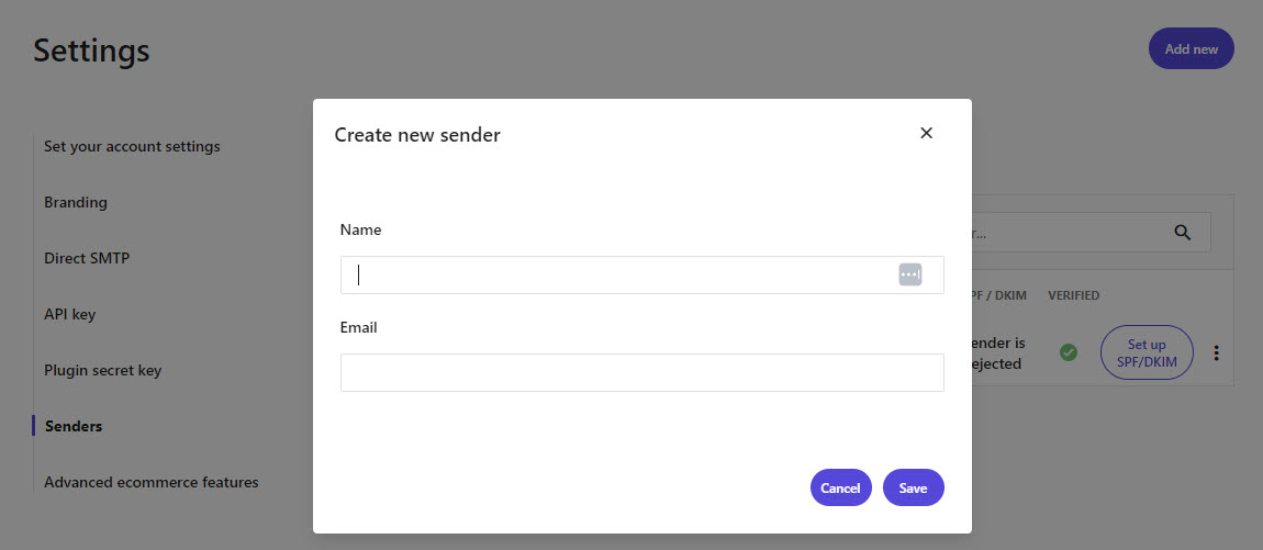 Adding a new sender