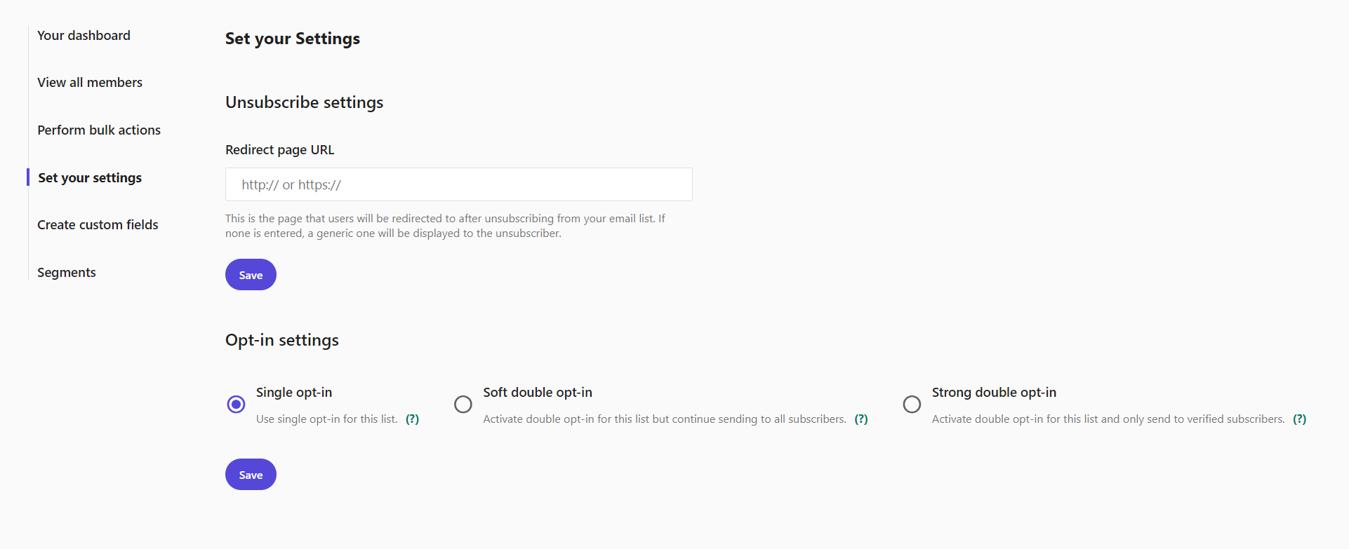 The Opt-settings section The Opt-settings section