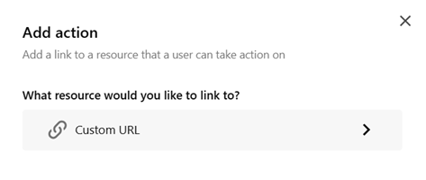 Adding a custom URL to link to an action resource.
