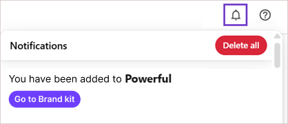 User notification when added to a brand kit.