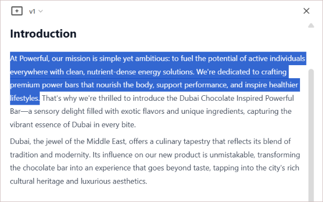 Edit the generated artifact directly in the right-hand pane.