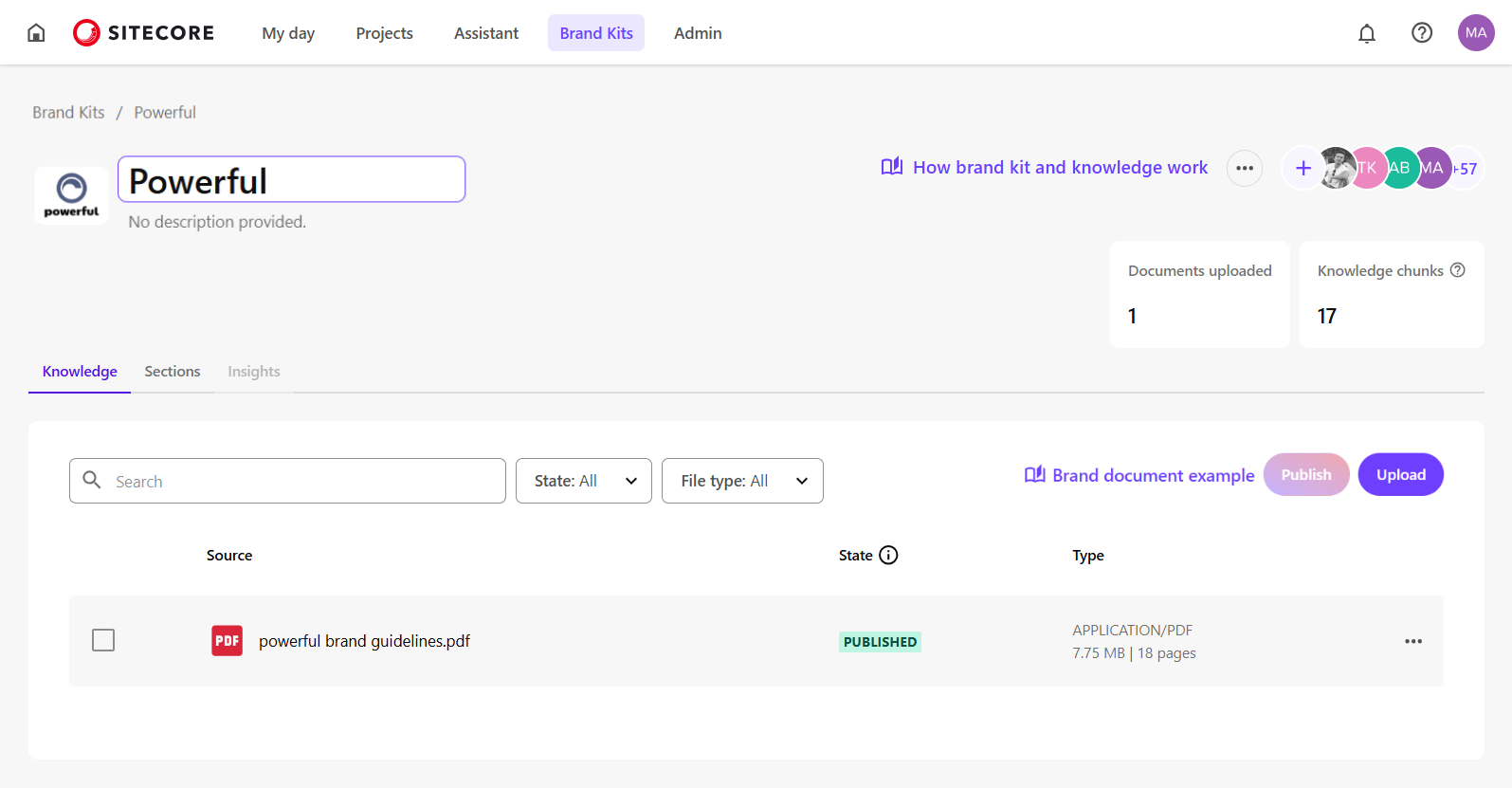 Click the brand kit's name and enter a new name.