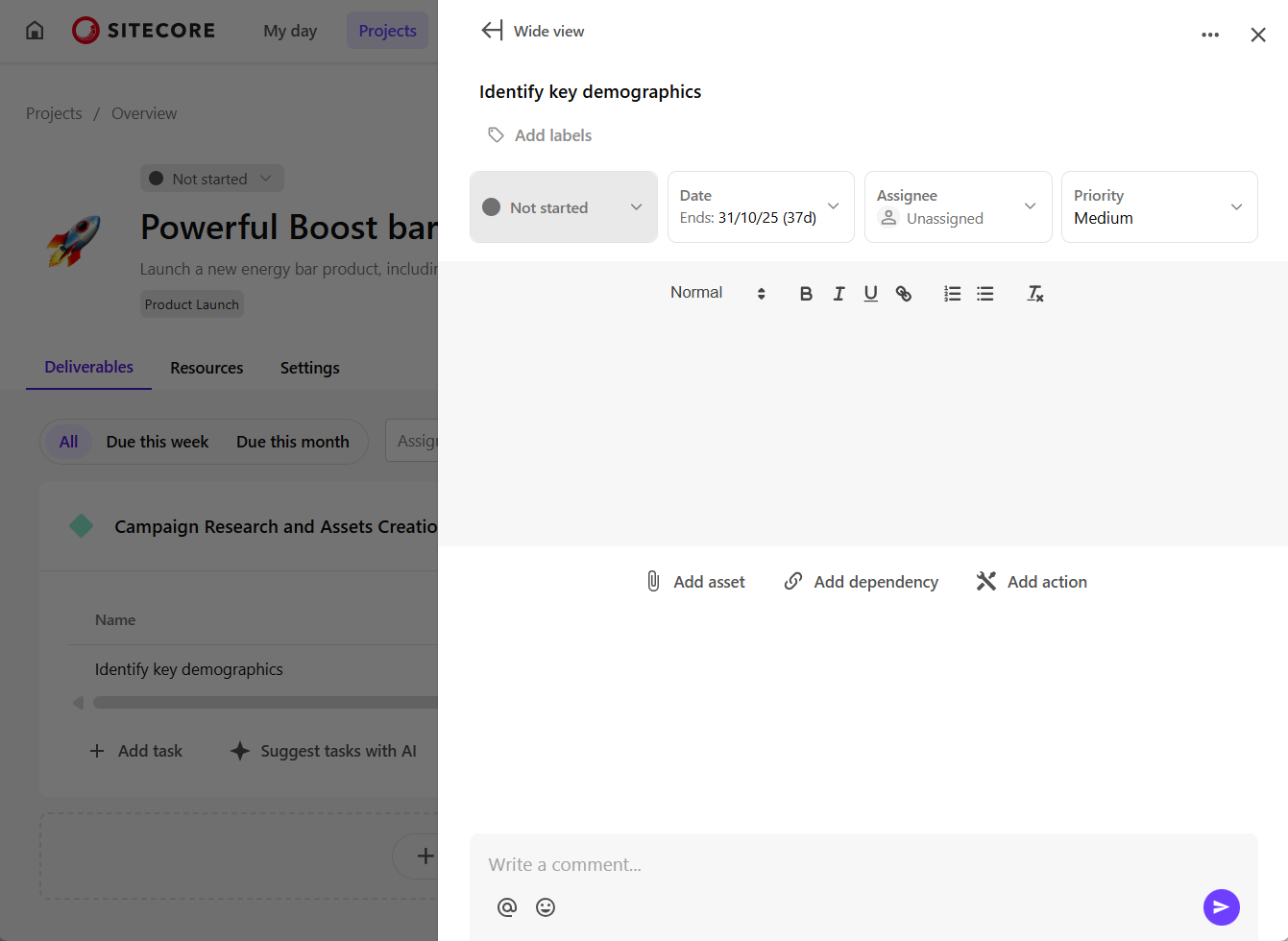Edit the task details in the right pane.