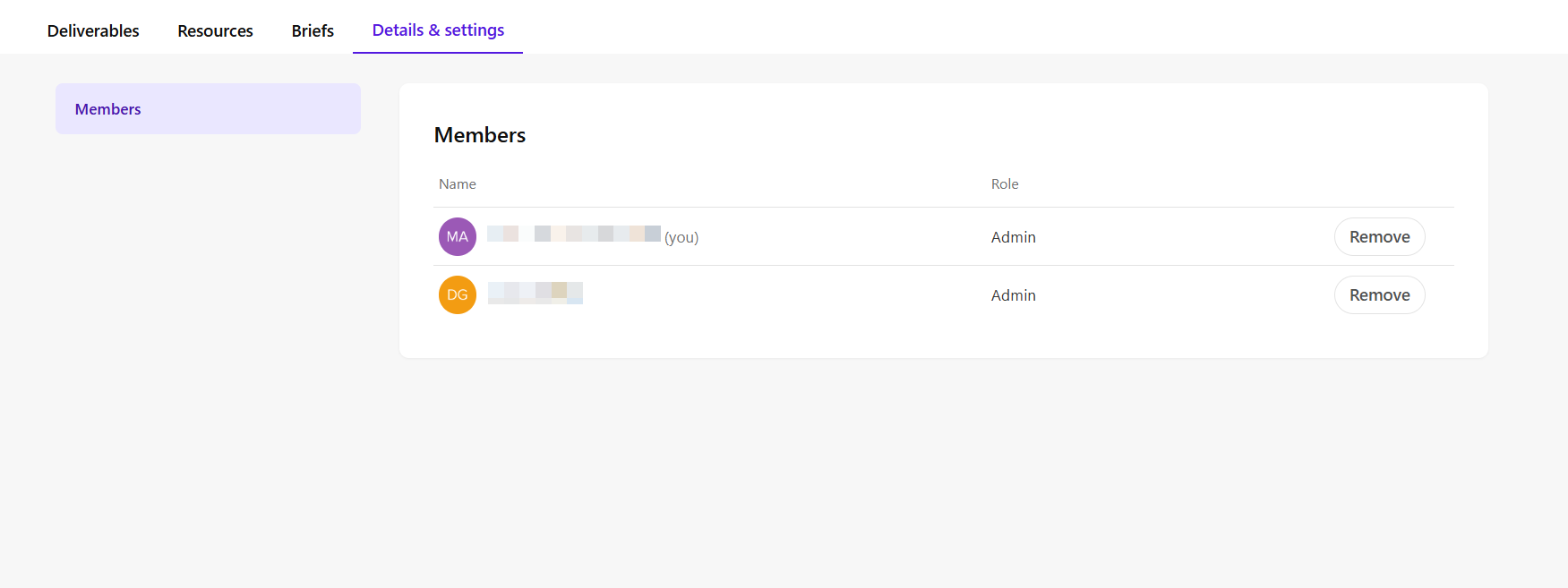 The Settings tab enables Admins to manage a campaign's team membership.