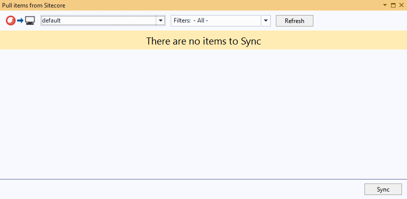 Illustration showing the Sync window with no item differences.