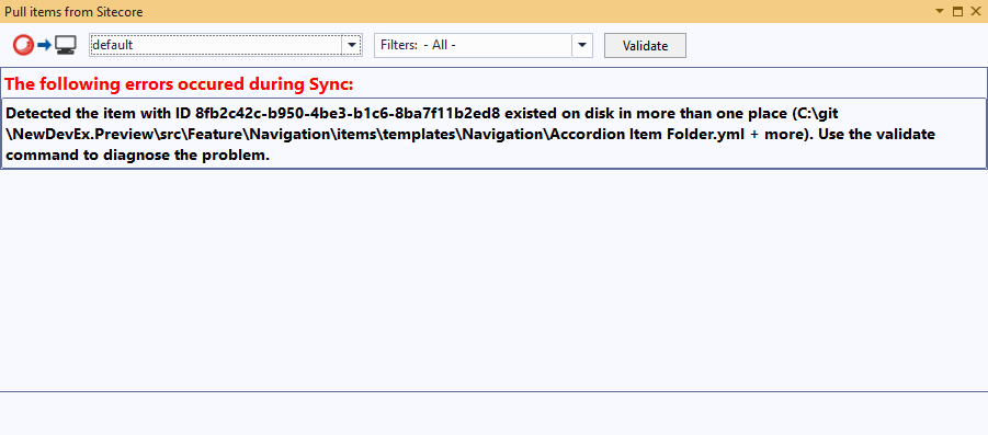 Illustration showing the Sync window with synchronization errors.
