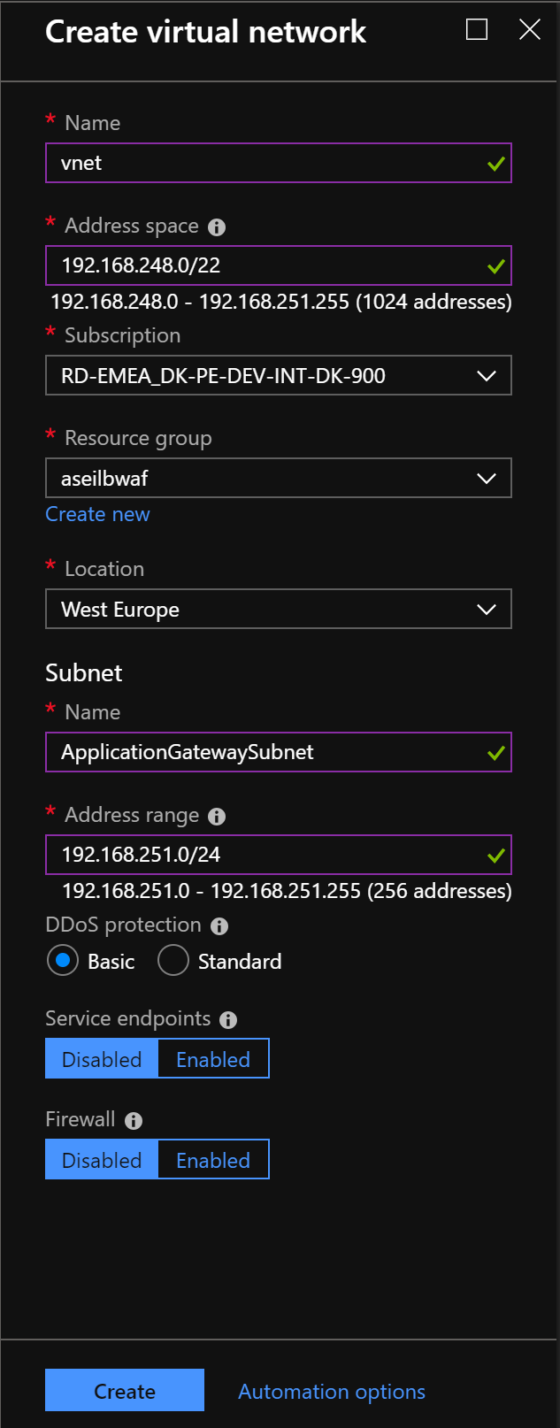 Create a virtual network. Create a virtual network.