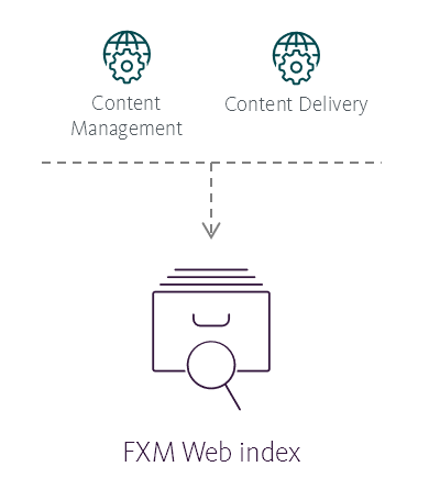 Illustration showing the FXM Web index's place in the Sitecore reference structure.