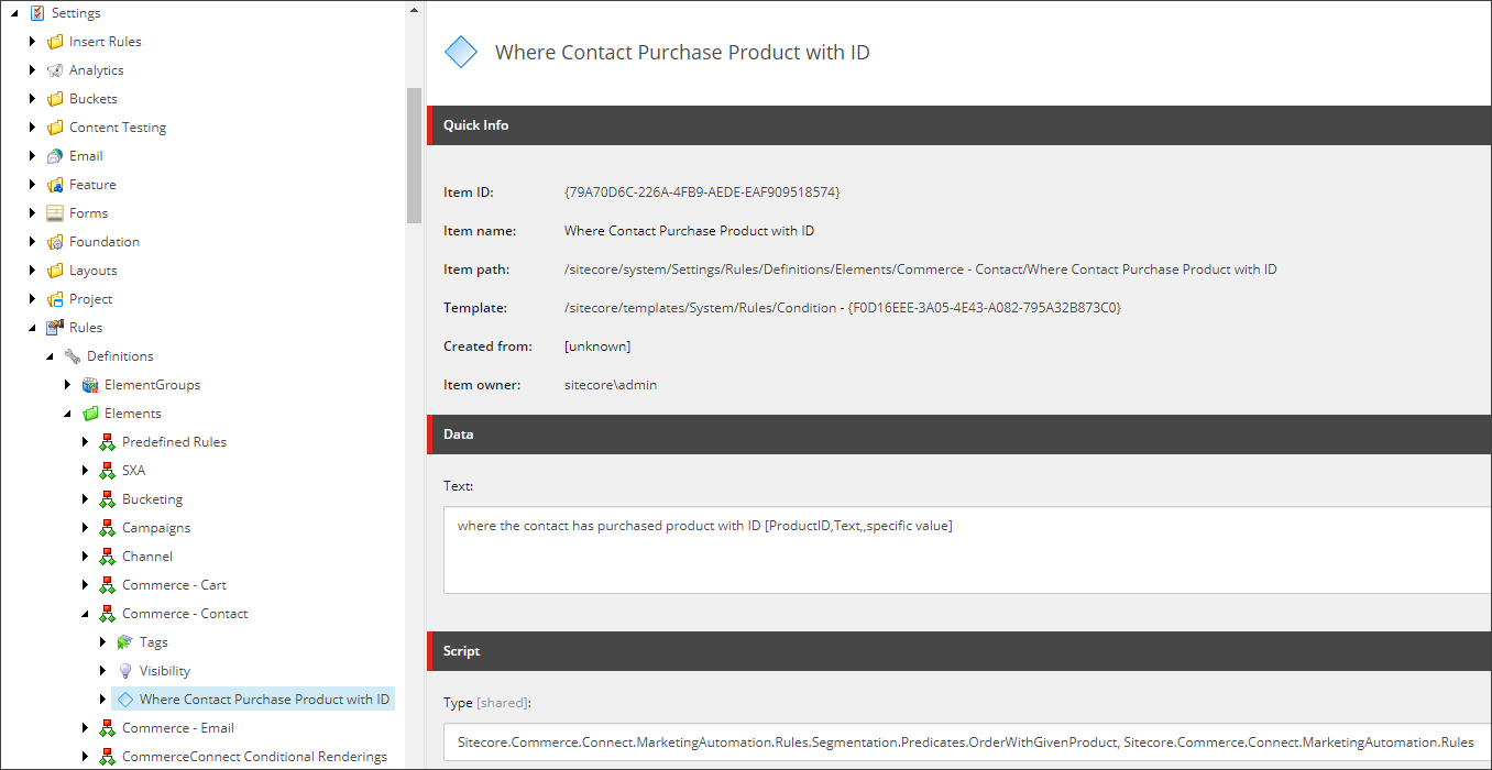 The segmentation predicate Where Contact Purchase Product with ID