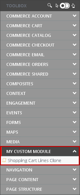 Custom module and rendering in the Toolbox.