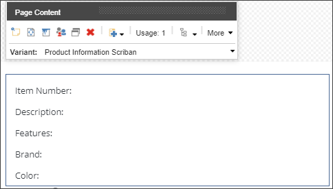 Product Information section in the Experience Editor with changes.
