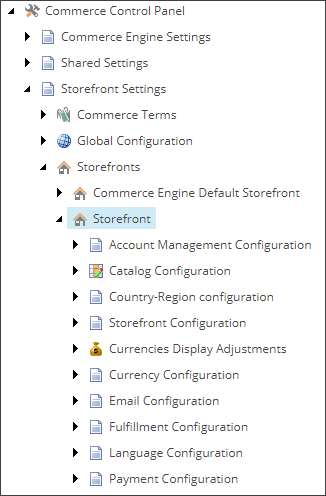 Storefront settings folder.