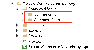 The Sitecore.Commerce.ServiceProxy project in Visual Studio