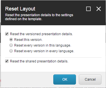 Reset layout of an item Reset layout of an item
