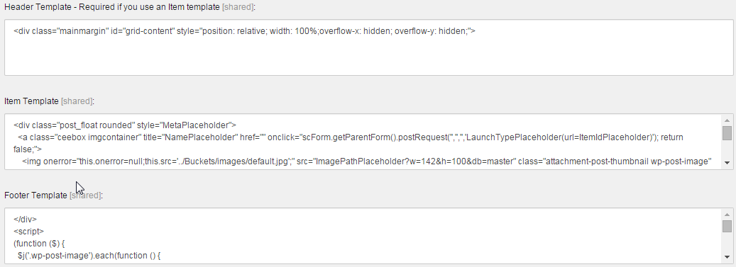 Header and item templates Header and item templates