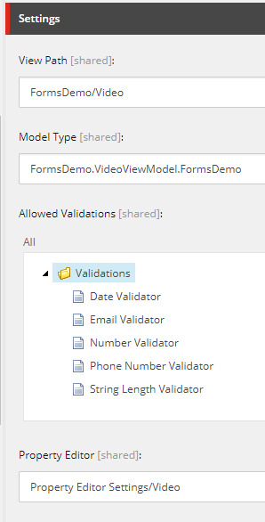 Set allowed validations