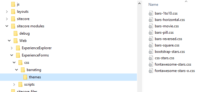 Themes in the themes folder Themes in the themes folder