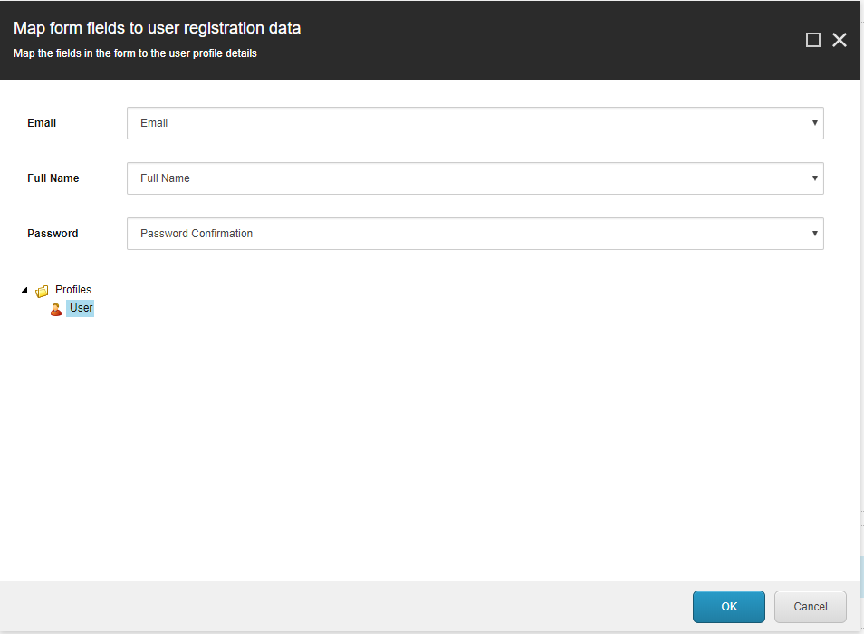 Map form fieds to registration data Map form fieds to registration data