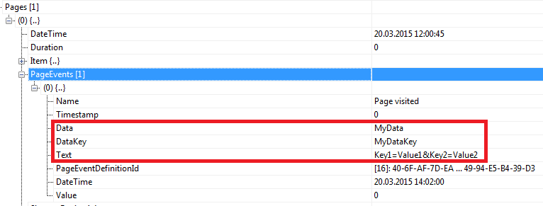 Example of the page event with Data, DataKey, and Text Example of the page event with Data, DataKey, and Text
