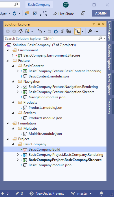 Illustration showing your build project in your solution.