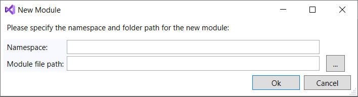 Illustration showing the New Module window. Illustration showing the New Module window.
