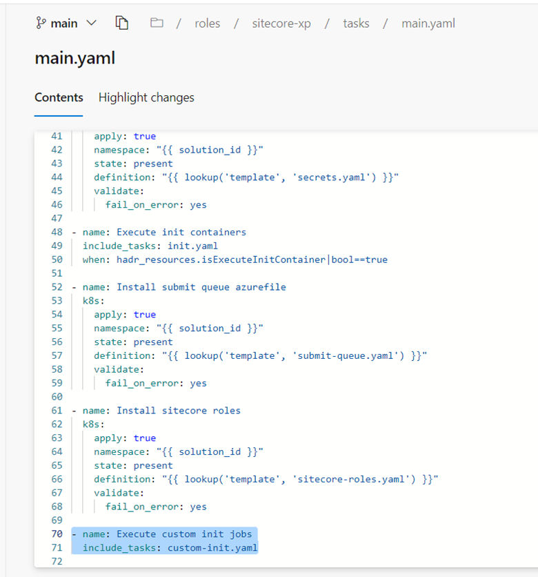 In the main.yaml file, call the init.yaml file.