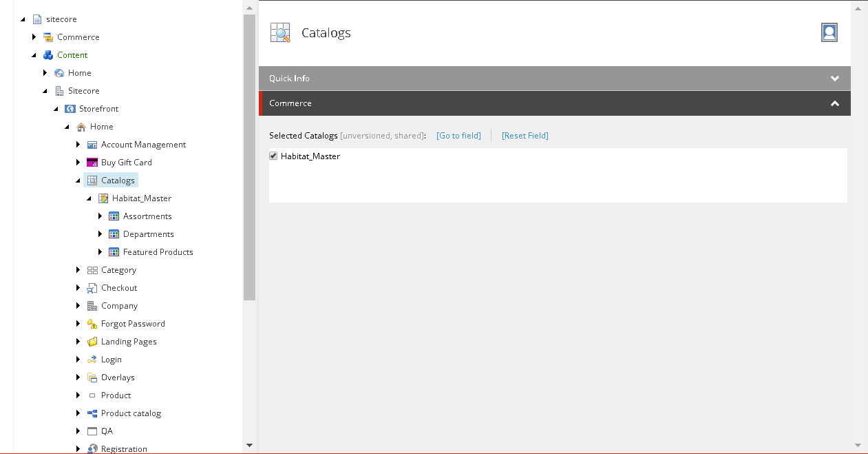 The Catalogs in the Content Editor.