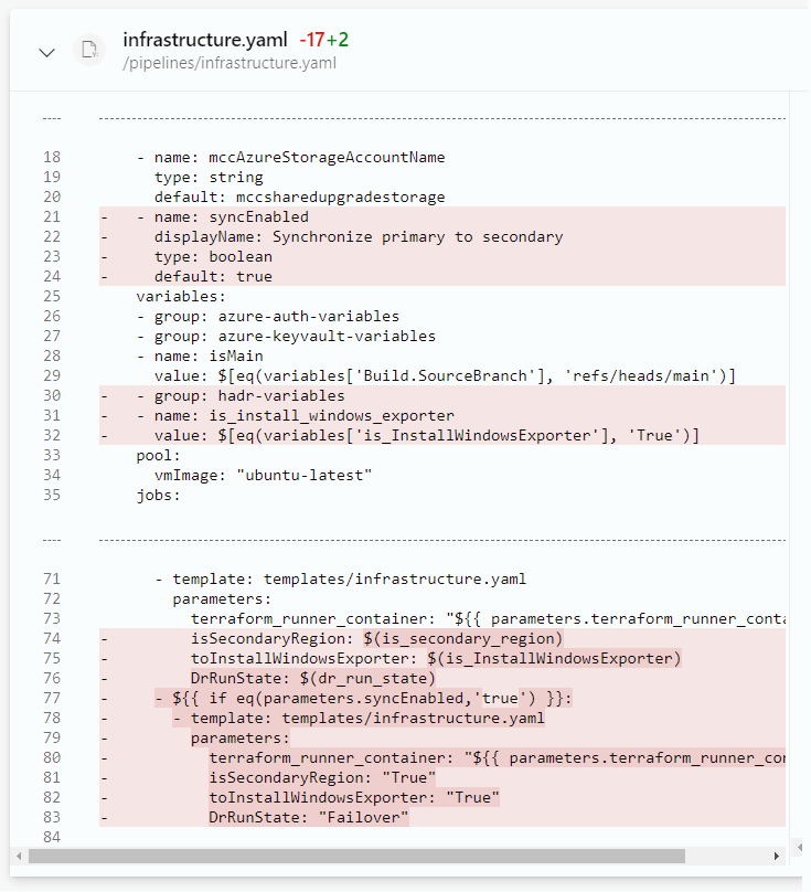 DR Managed Hot Standby /pipelines/infrastructure.yaml