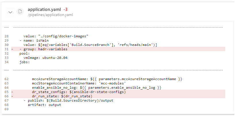 The /pipelines/application.yaml/pipelines/application.yaml file for DR Basic Cold Standby.