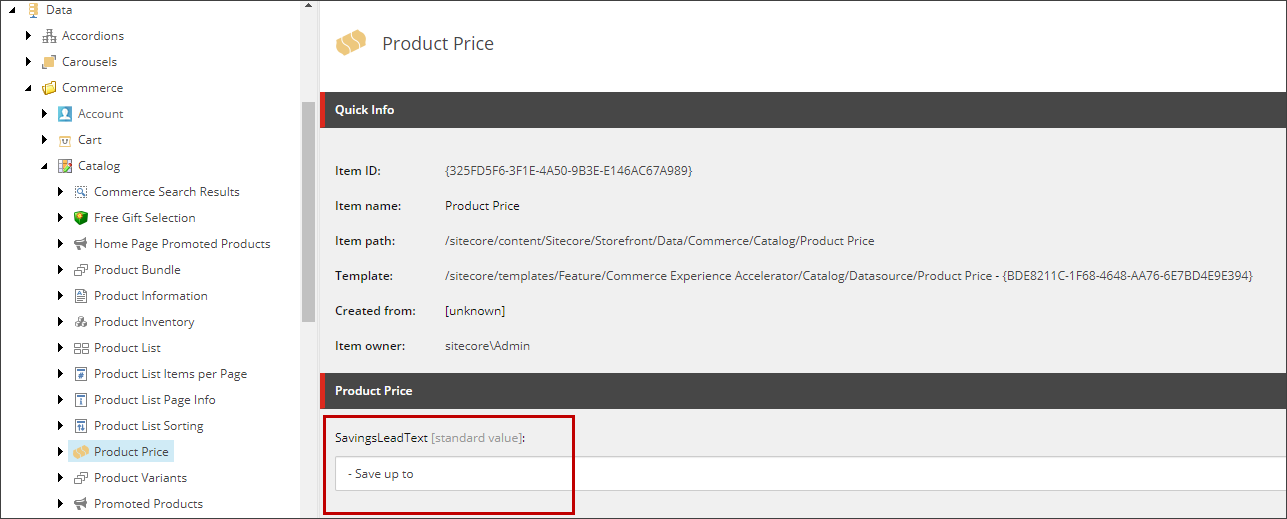 Product Price label example.