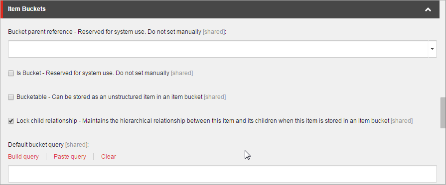 The Item Buckets section The Item Buckets section