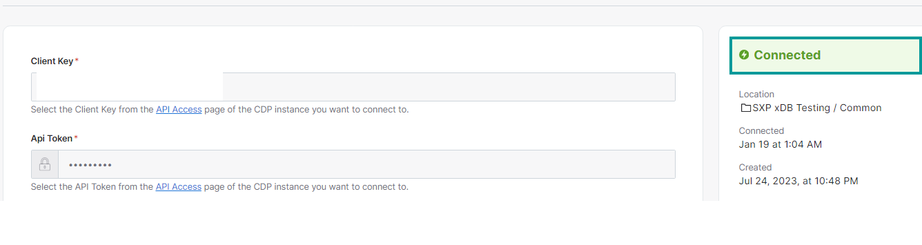 When connecting to CDP in Sitecore Connect is successful