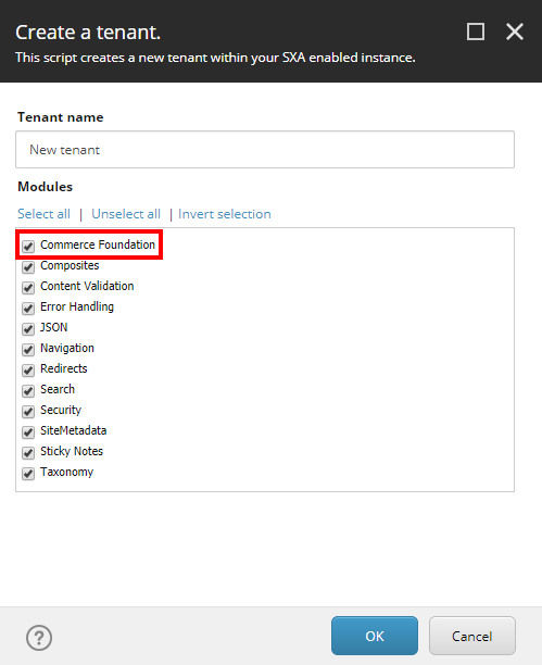 The Create a tenant dialog.