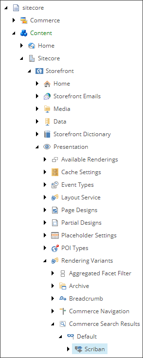 Commerce Search Results Scriban template location in the Content Editor. Commerce Search Results Scriban template location in the Content Editor.