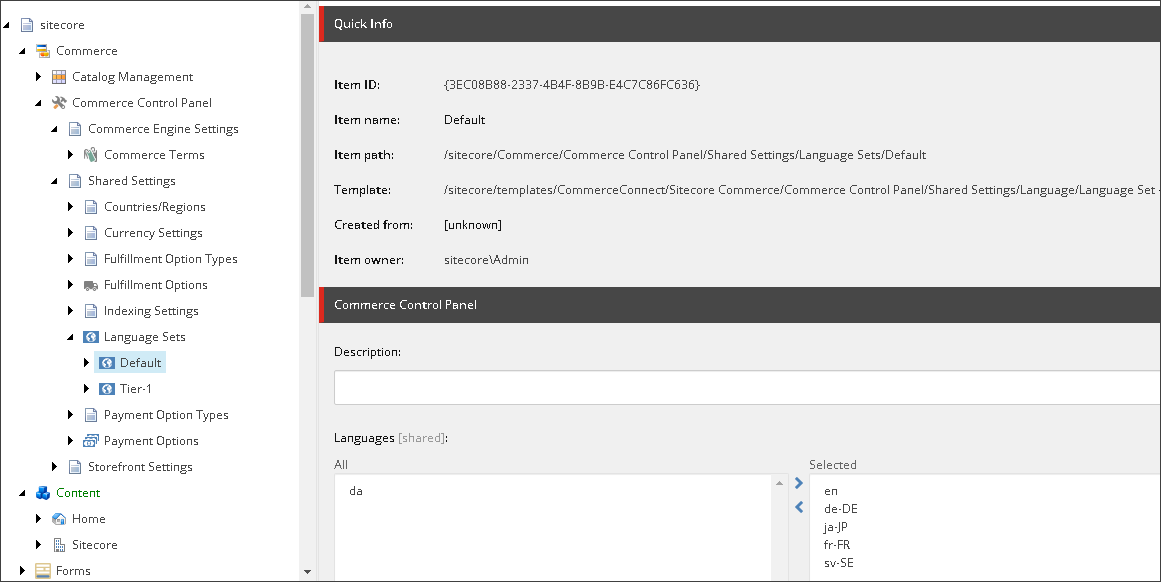 Commerce Control Panel - Languages