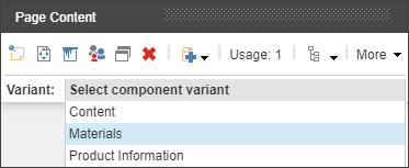 The Materials variant on the Page Content toolbar.