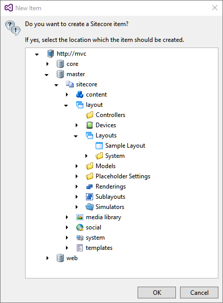Select where to create item
