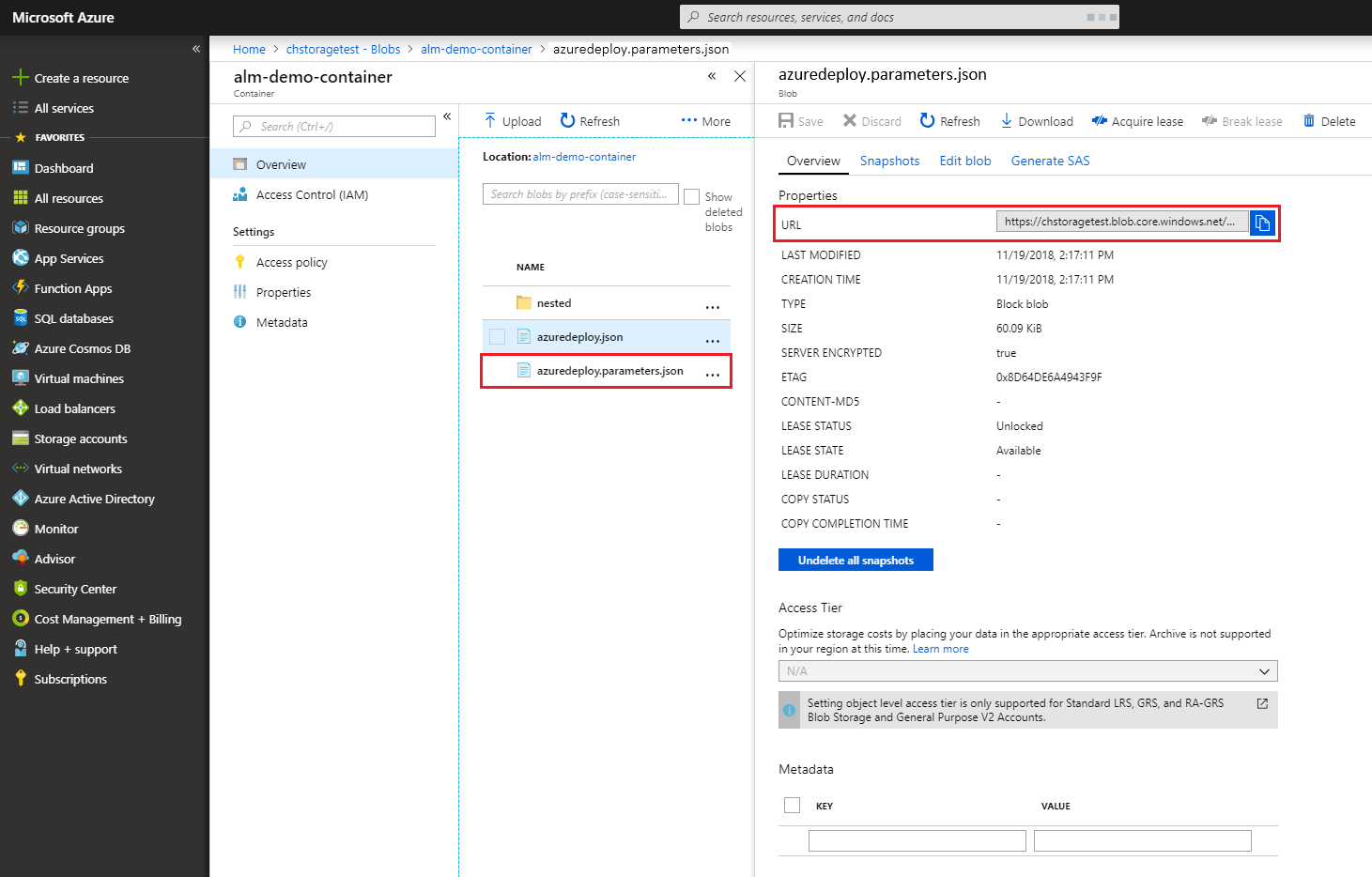 Copy the azuredeploy.parameters.json URL Copy the azuredeploy.parameters.json URL