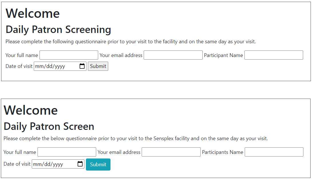 Live website showing the CSS styling applied to the Button element