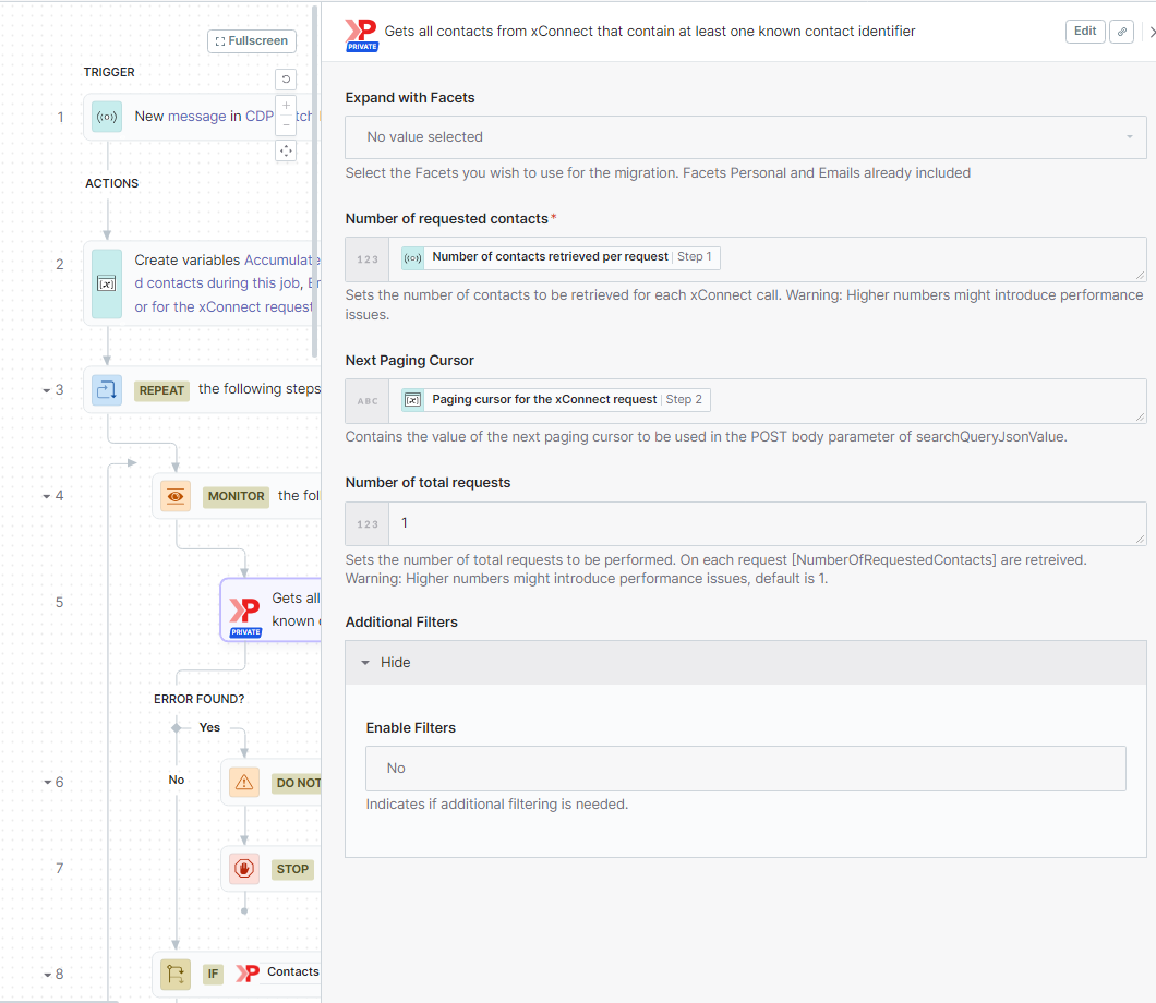 Example of a step in a recipe in Sitecore Connect