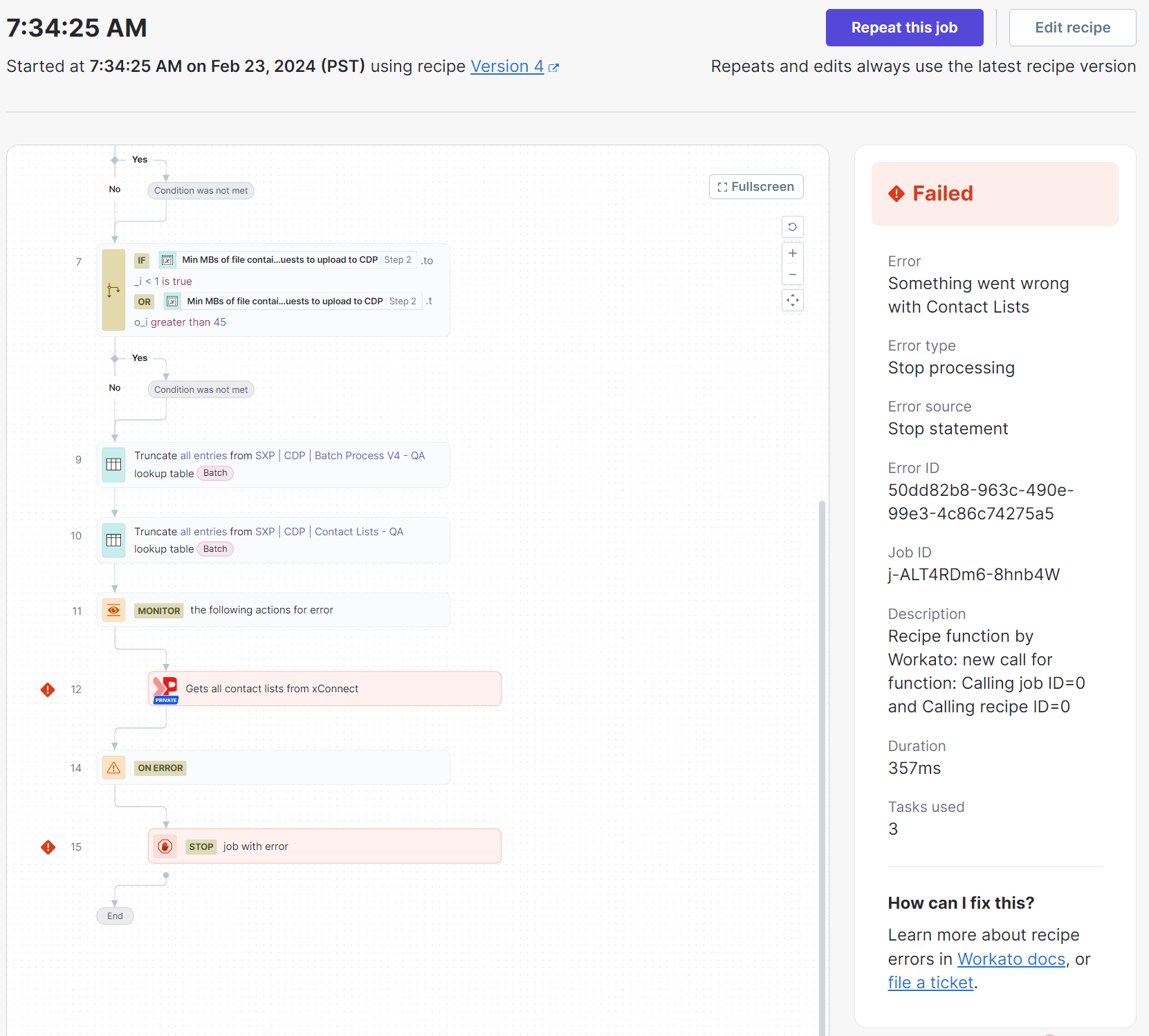 Open a job in Sitecore Connect to check the status of recipe execution Open a job in Sitecore Connect to check the status of recipe execution