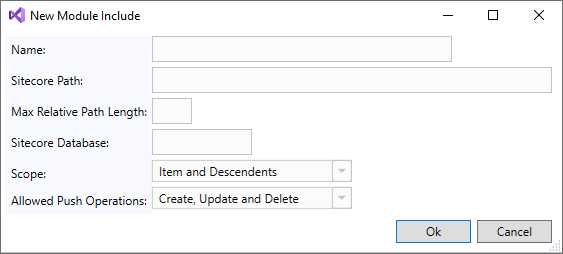 Illustration showing the New Module Include window. Illustration showing the New Module Include window.