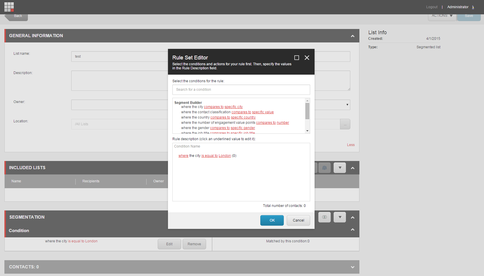 Segment contact lists