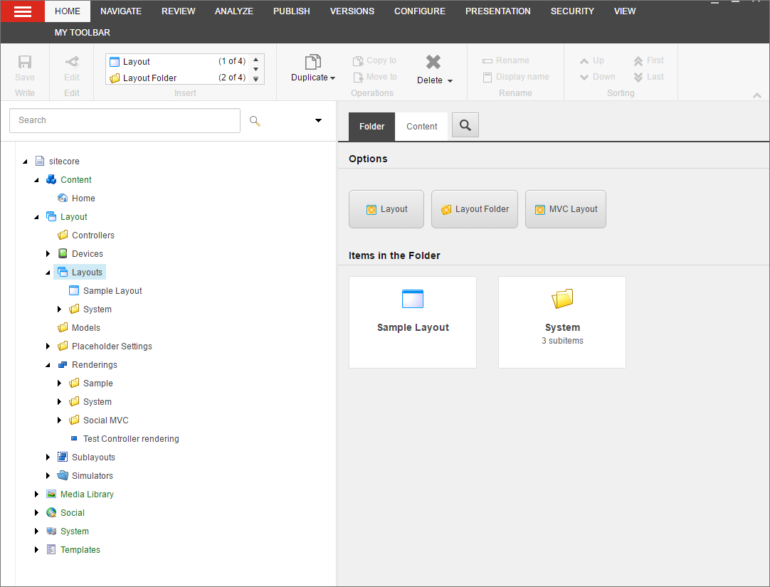 Select the Layout folder
