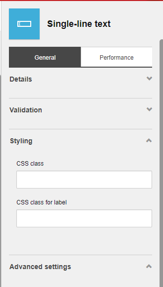 Single-line text form element.