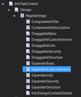 InfoTabControl structure tree