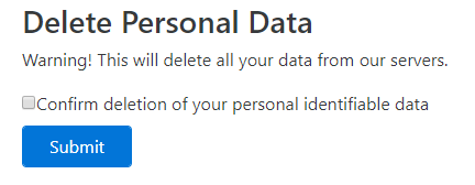 Warning for deletion of personal data