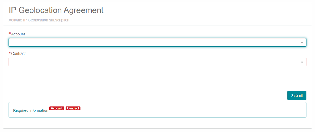 Enter account and contract Enter account and contract